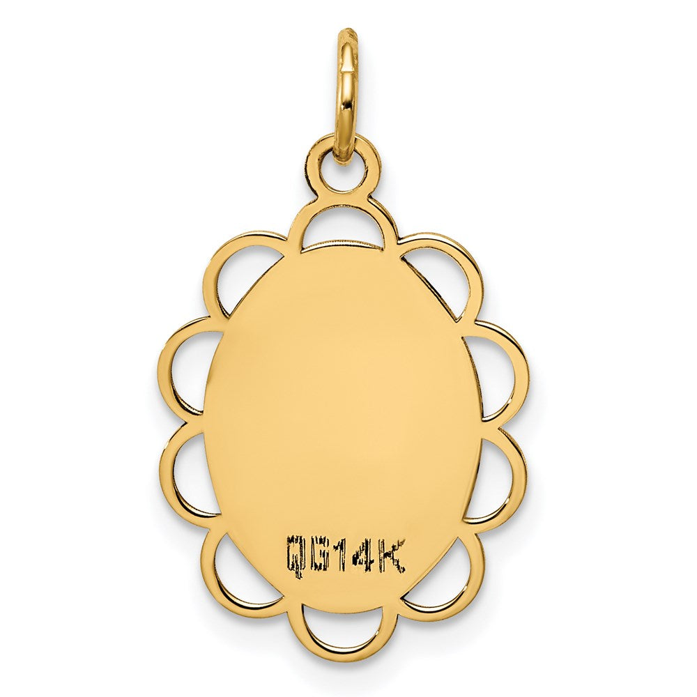 14k Plain .013 Gauge Engravable Oval Flower 21x Disc Charm