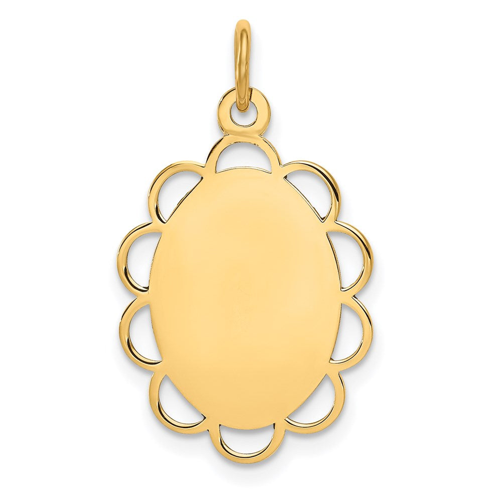 14k Plain .013 Gauge Engravable Oval Flower 21x Disc Charm