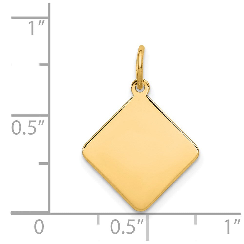 14k Plain .018 Gauge Diamond-Shaped Engravable 16.5x Disc Charm