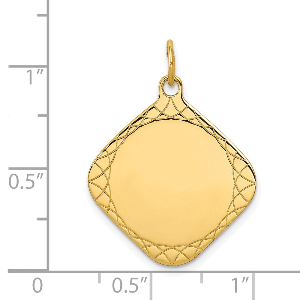 14k Patterned .018 Gauge Diamond-Shaped Engravable 24x Disc Charm