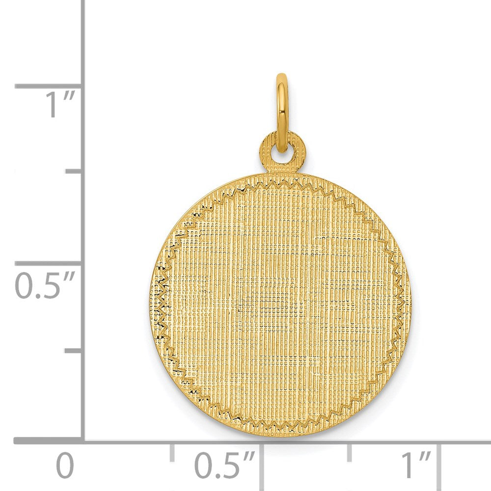 14k Patterned with Zig-Zag Edge .013 Gauge Round Engravable 22x Disc Charm