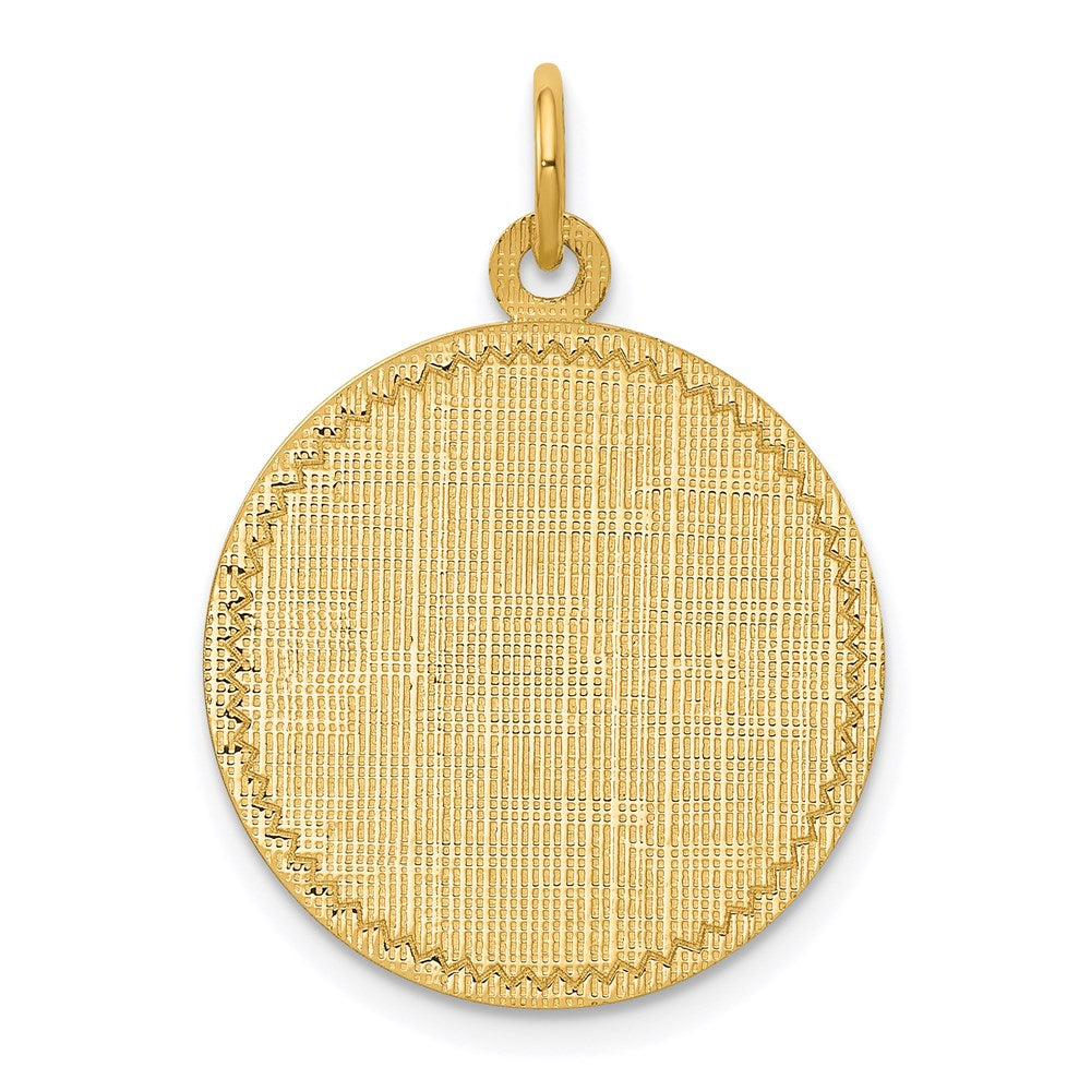 14k Patterned with Zig-Zag Edge .013 Gauge Round Engravable 22x Disc Charm