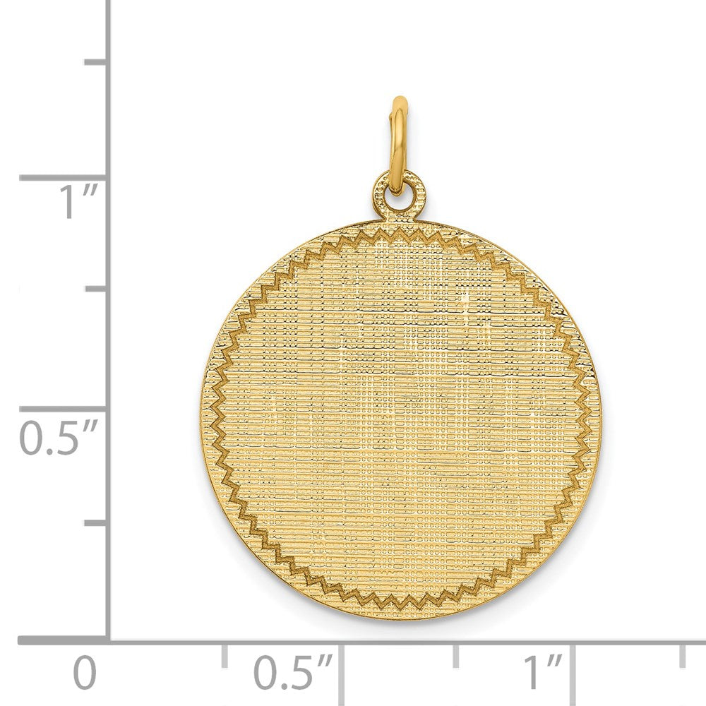 14k Patterned with Zig-Zag Edge .018 Gauge Round Engravable 26x Disc Charm