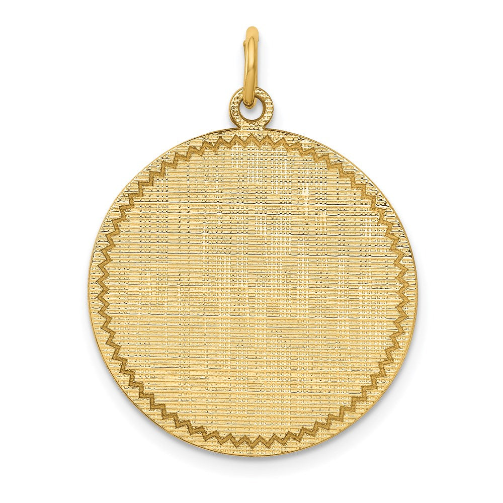 14k Patterned with Zig-Zag Edge .018 Gauge Round Engravable 26x Disc Charm