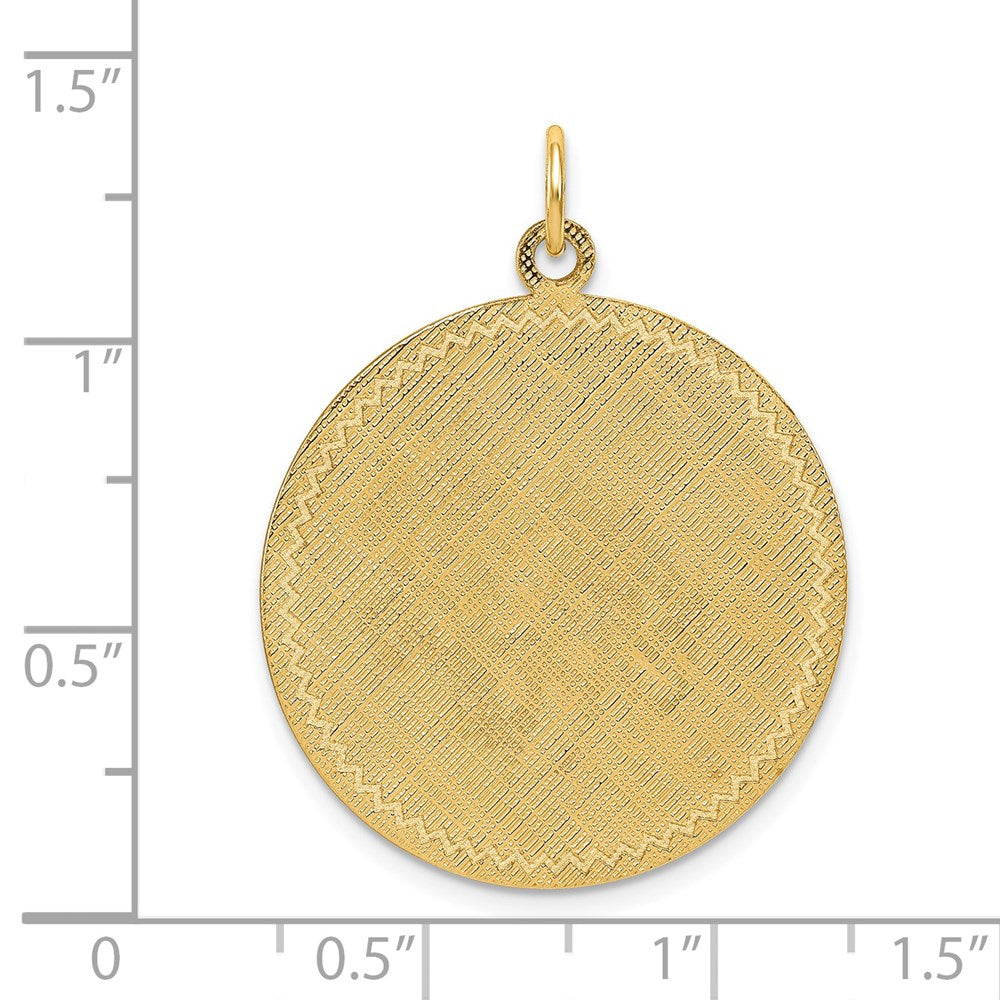 14k Patterned with Zig-Zag Edge .018 Gauge Round Engravable 29x Disc with Satin Back