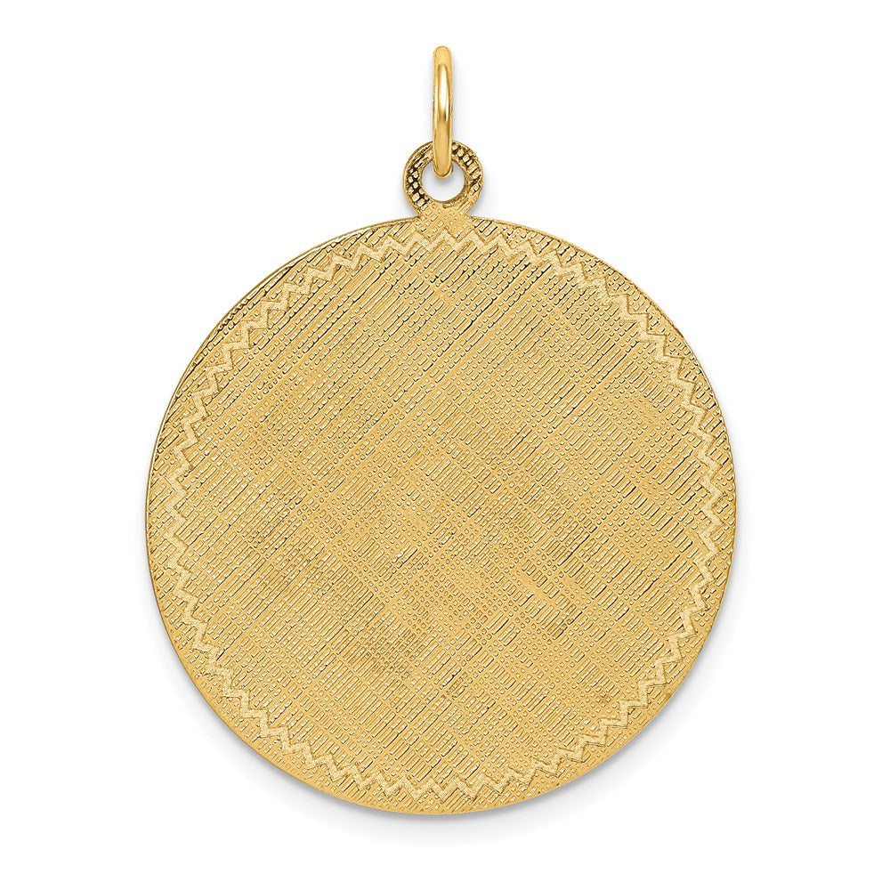 14k Patterned with Zig-Zag Edge .018 Gauge Round Engravable 29x Disc with Satin Back
