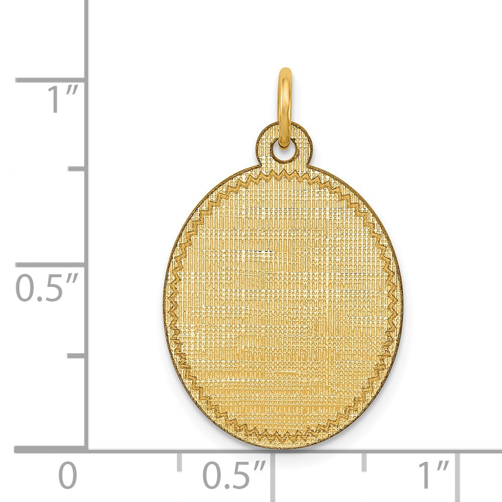 14k Patterned with Zig-Zag Edge .018 Gauge Engravable Oval 23x Disc Charm