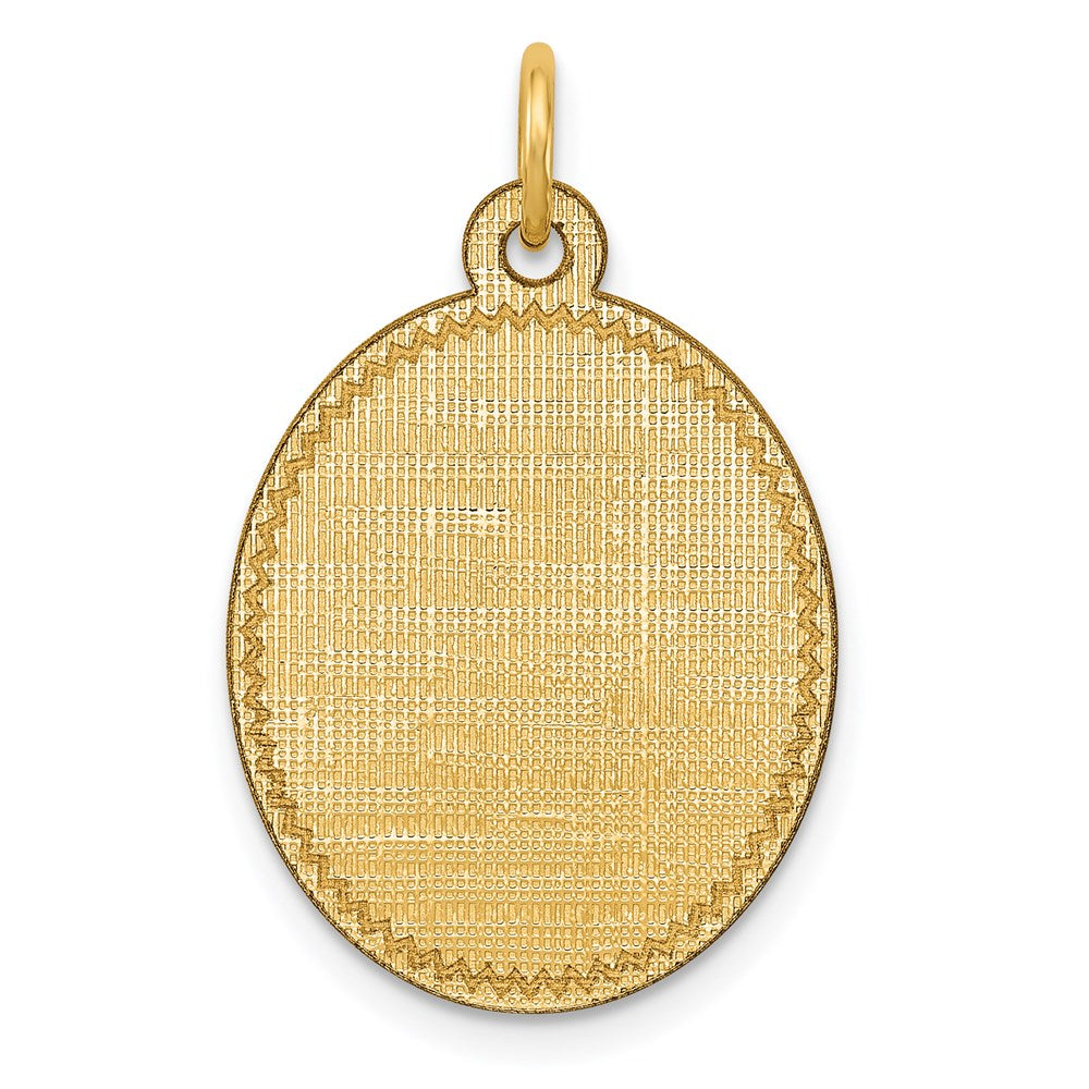 14k Patterned with Zig-Zag Edge .018 Gauge Engravable Oval 23x Disc Charm