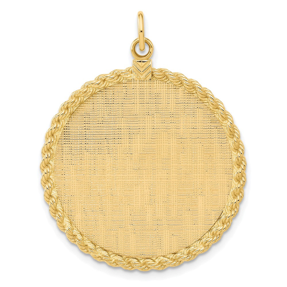 14k Patterned with Rope Edge .013 Gauge Engravable Round 34x Disc with Satin Back