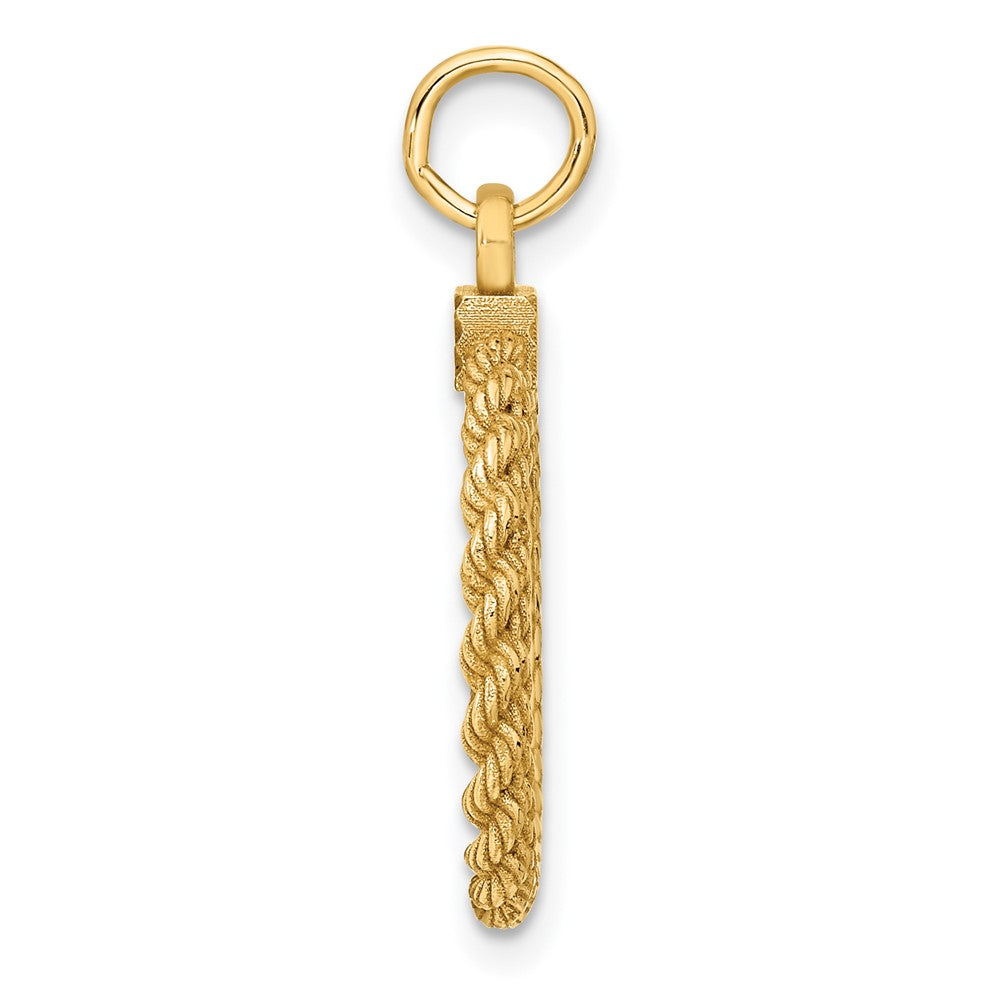 14k Plain .013 Gauge Round Engravable 22x Disc with Rope Edge Charm