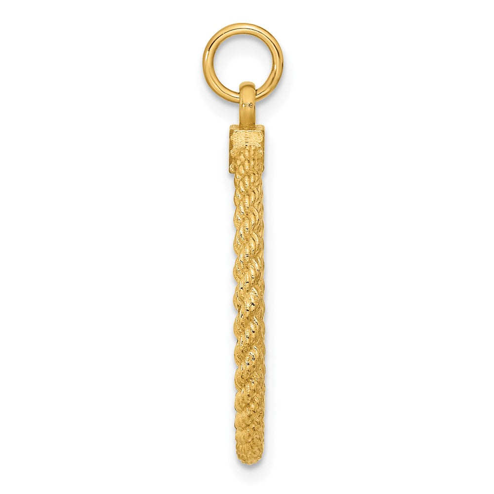 14k Plain .013 Gauge Round Engravable 27x Disc with Rope Edge Charm