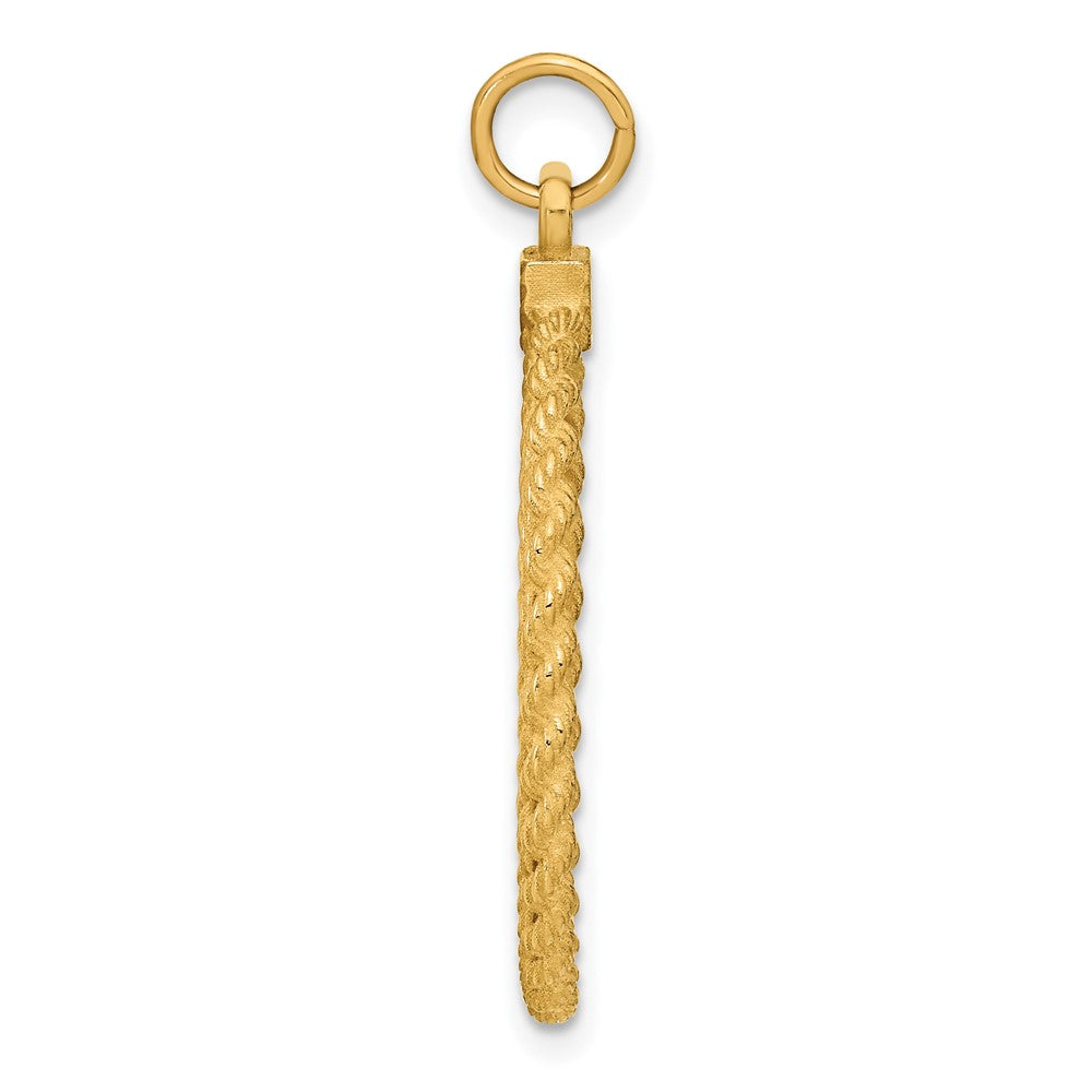 14k Plain .013 Gauge Round Engravable 31x Disc with Rope Edge Charm