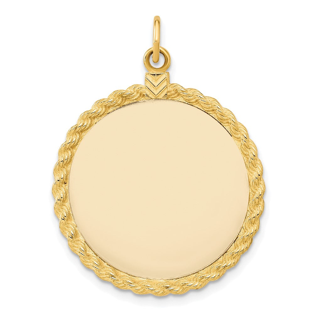 14k Plain .013 Gauge Round Engravable 31x Disc with Rope Edge Charm