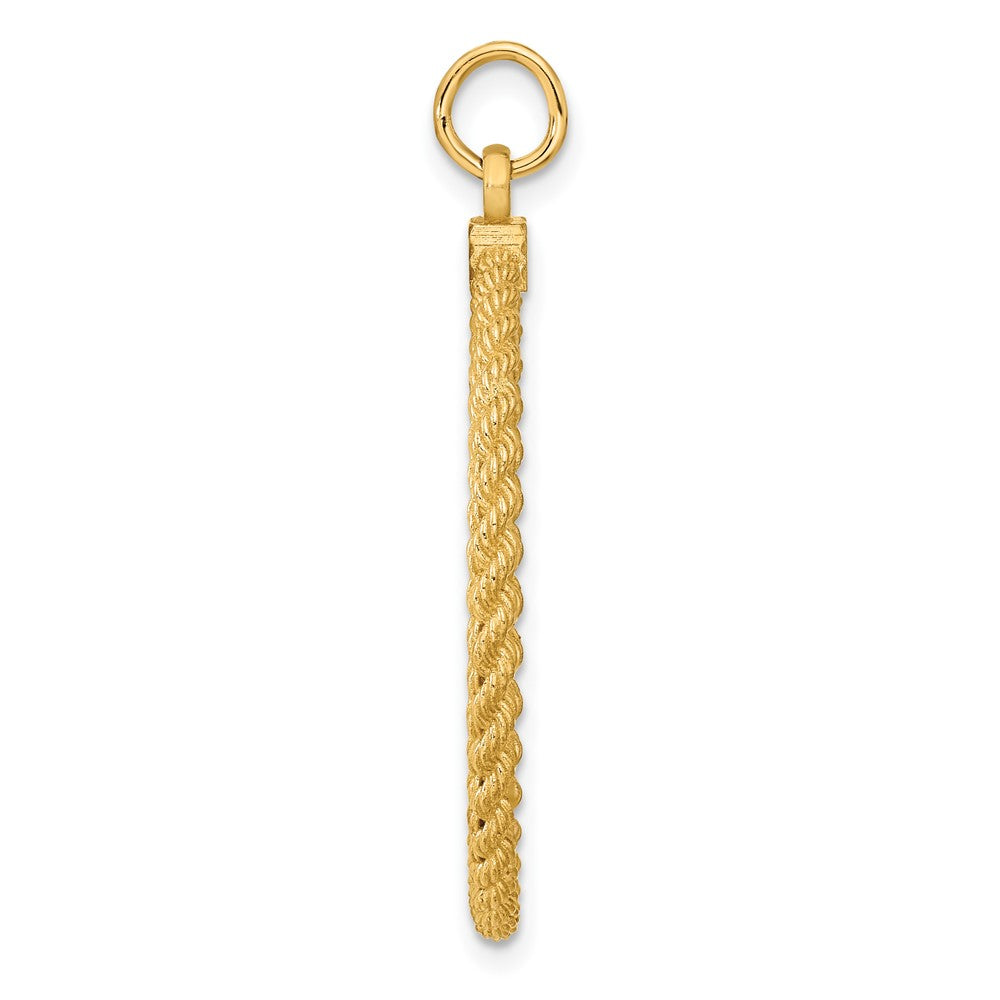 14k Plain .013 Gauge Round Engravable 34x Disc with Rope Edge Charm