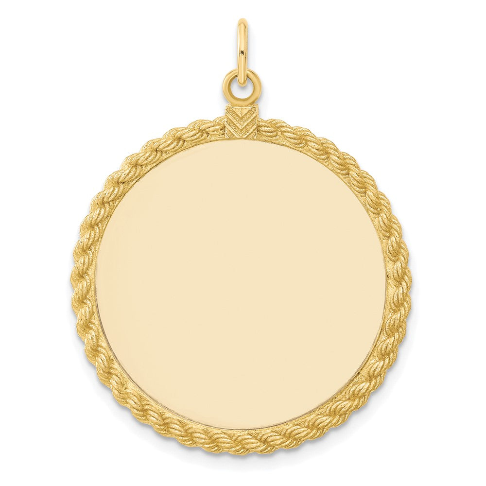 14k Plain .013 Gauge Round Engravable 34x Disc with Rope Edge Charm
