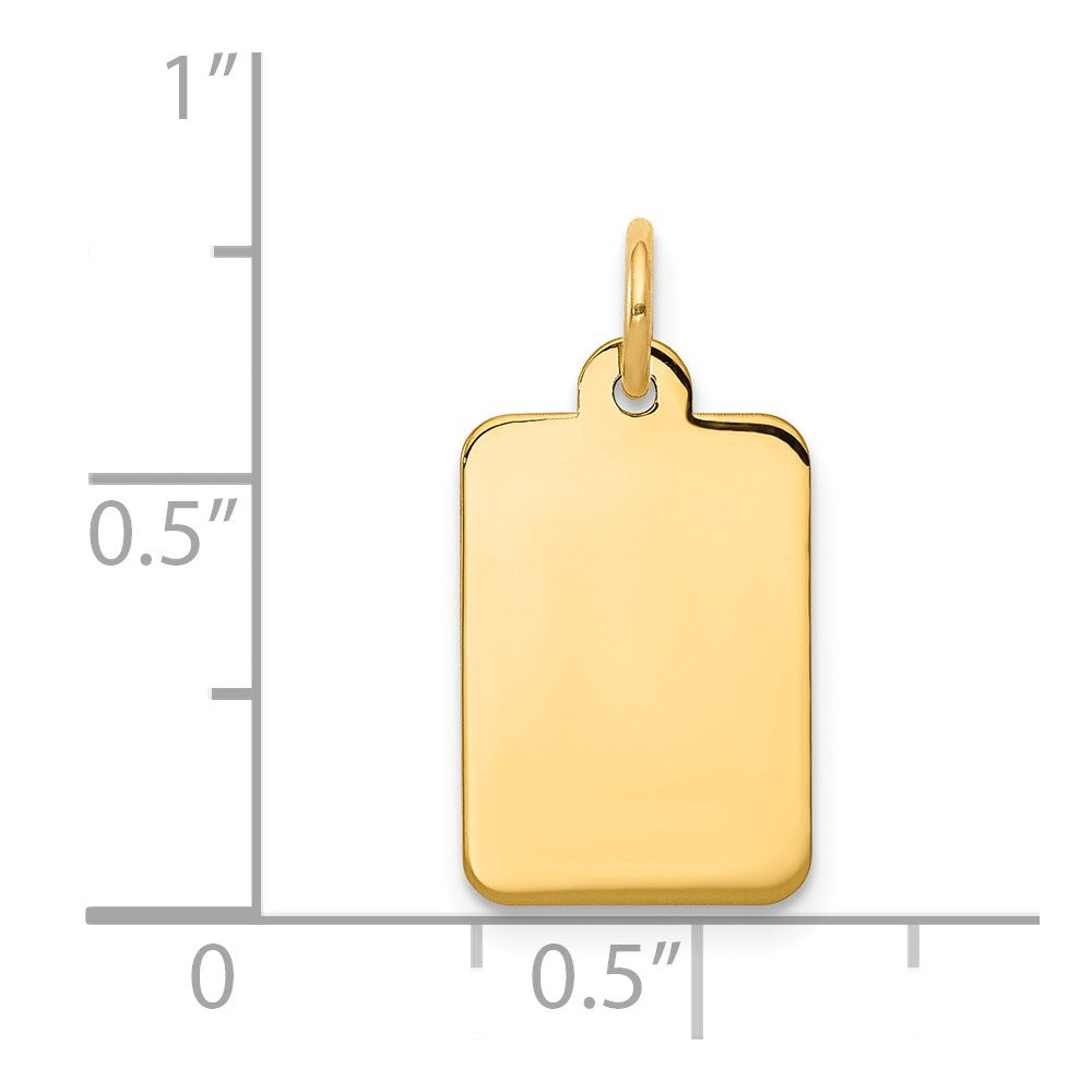 14k Plain .027 Gauge Rectangular Engravable 17x Disc Charm