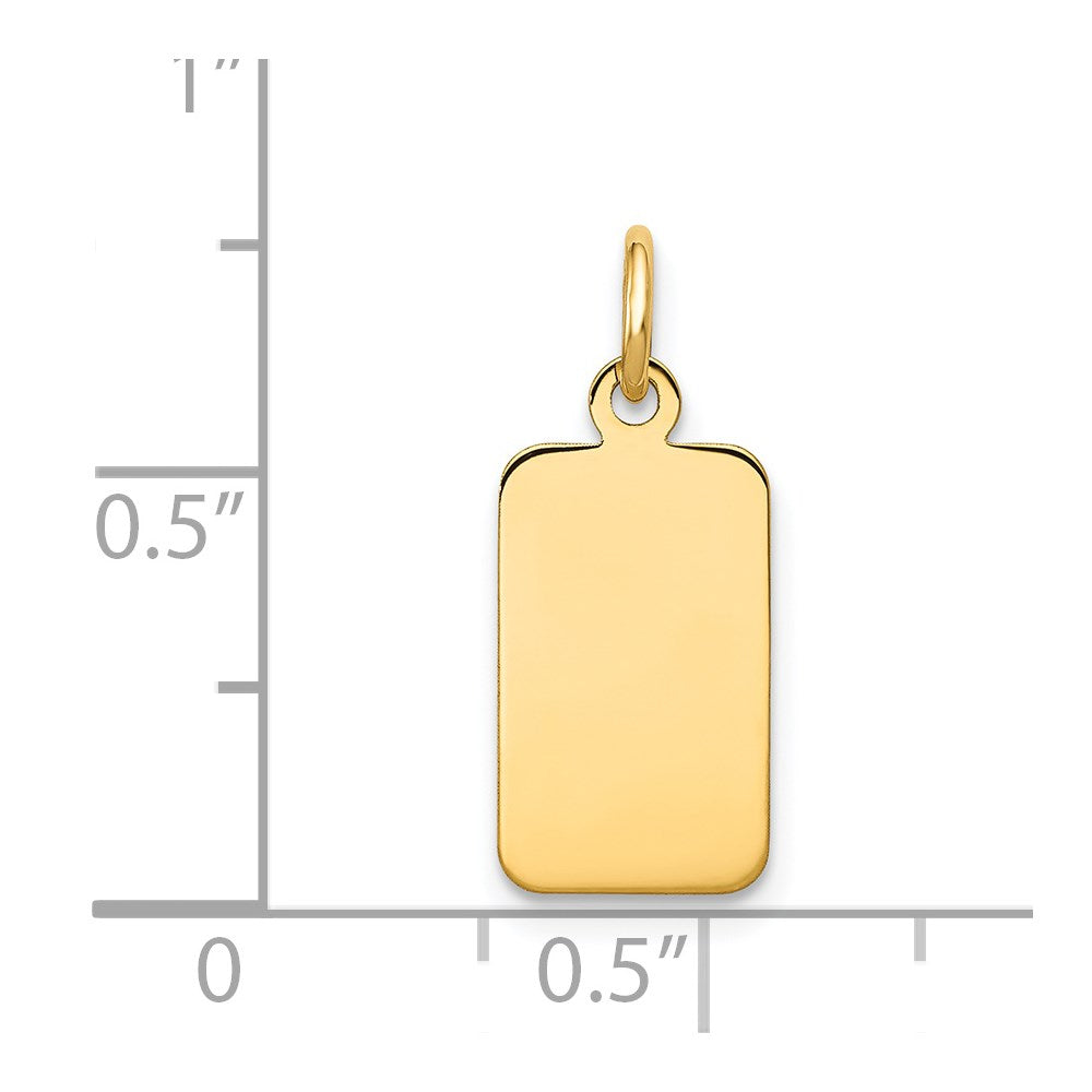 14k Plain .013 Gauge Engravable Rectangular 17x Disc Charm