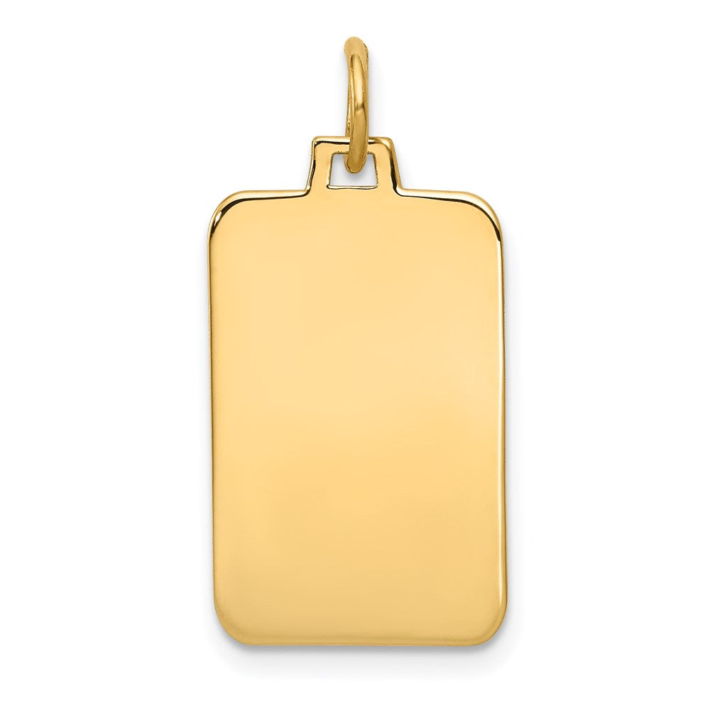 14k Plain .035 Gauge Engravable Rectangular Disc Charm