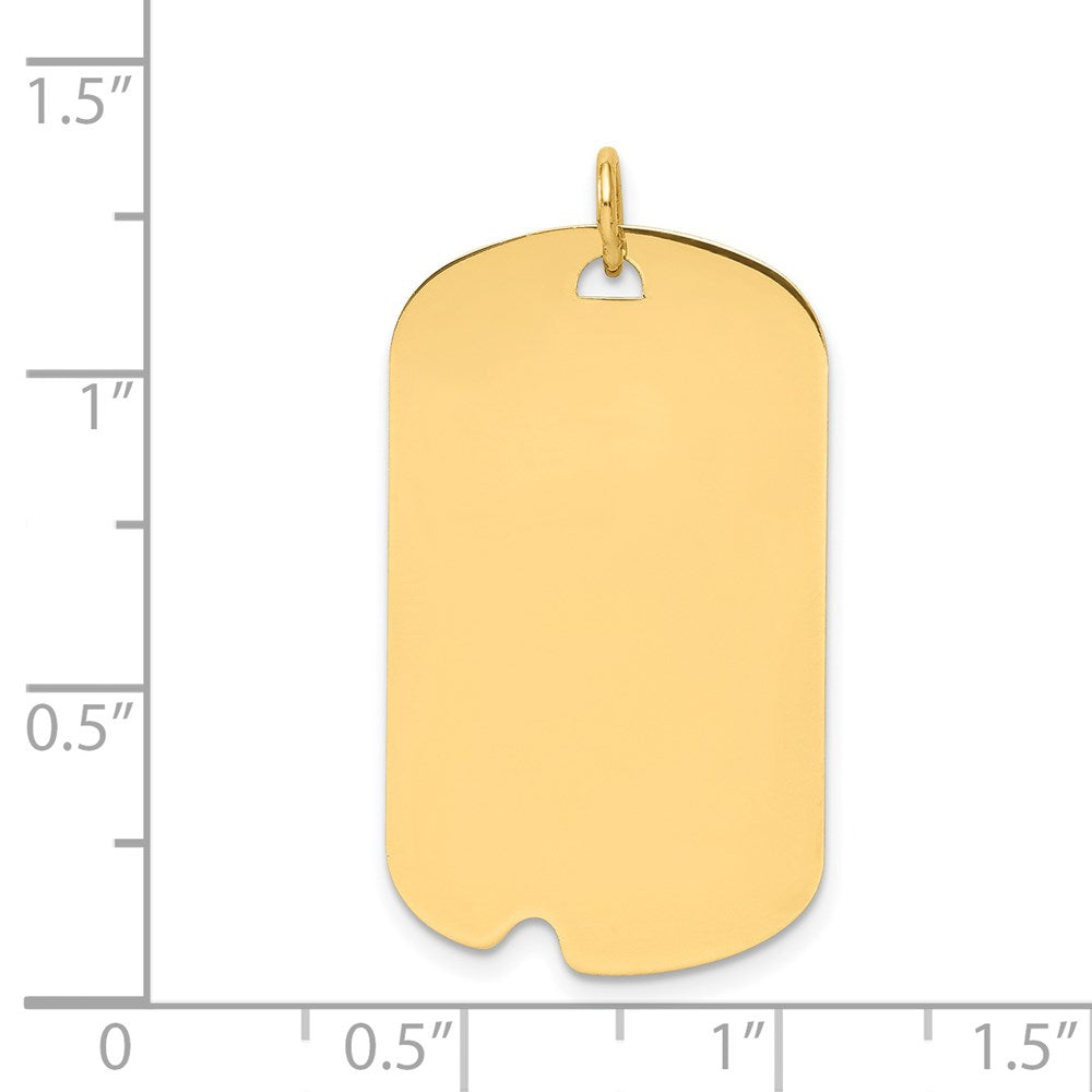 14k Plain .013 Gauge Engravable 31x Dog Tag with Notch Disc Charm