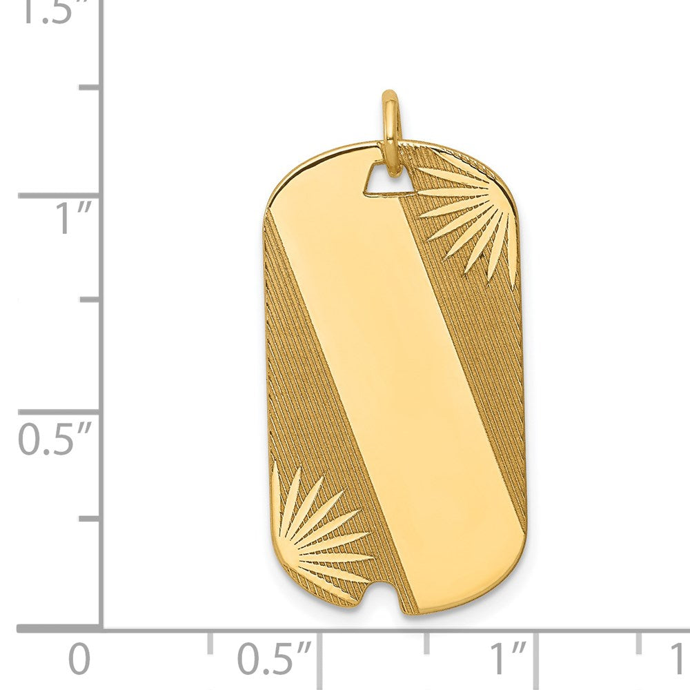 14k Patterned Sunburst with Diagonal Stripe .018 Gauge Engravable 28x Dog Tag Disc Charm