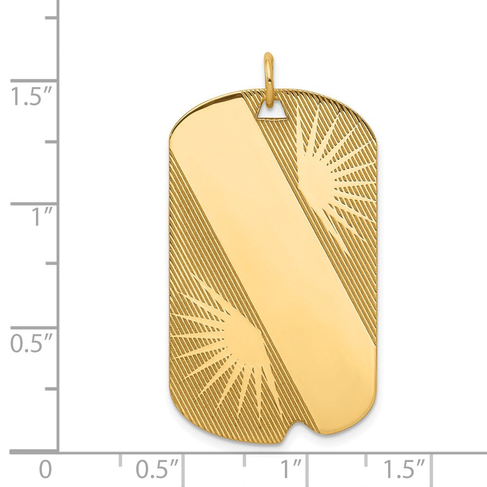 14k Patterned Sunburst with Diagonal Stripe .018 Gauge Engravable 36x Dog Tag Disc Charm