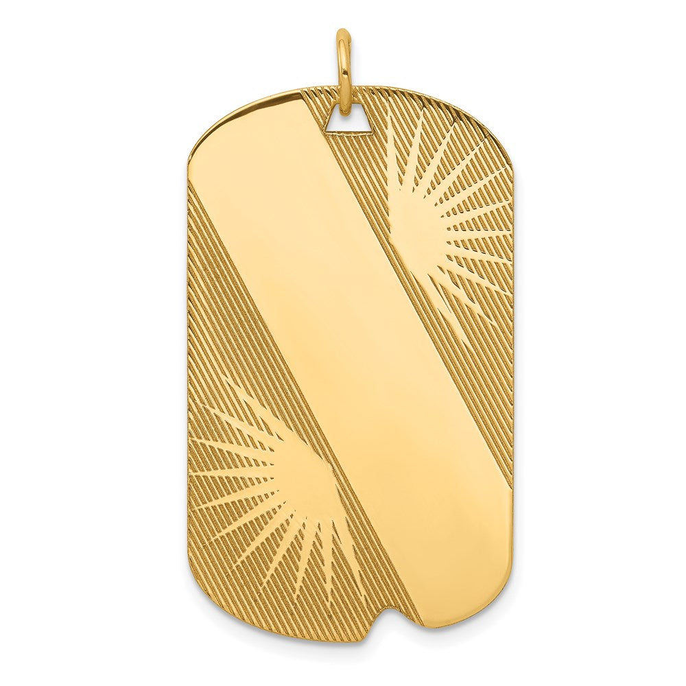 14k Patterned Sunburst with Diagonal Stripe .018 Gauge Engravable 36x Dog Tag Disc Charm