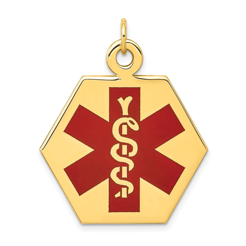 14k Hexagon Red Enameled Medical Jewelry Pendant