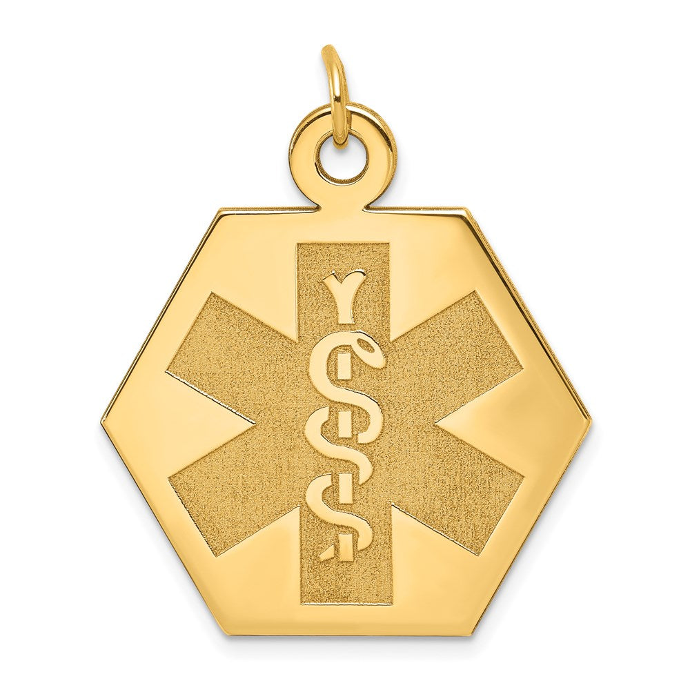 14k Hexagon Non-enameled Medical Jewelry Pendant