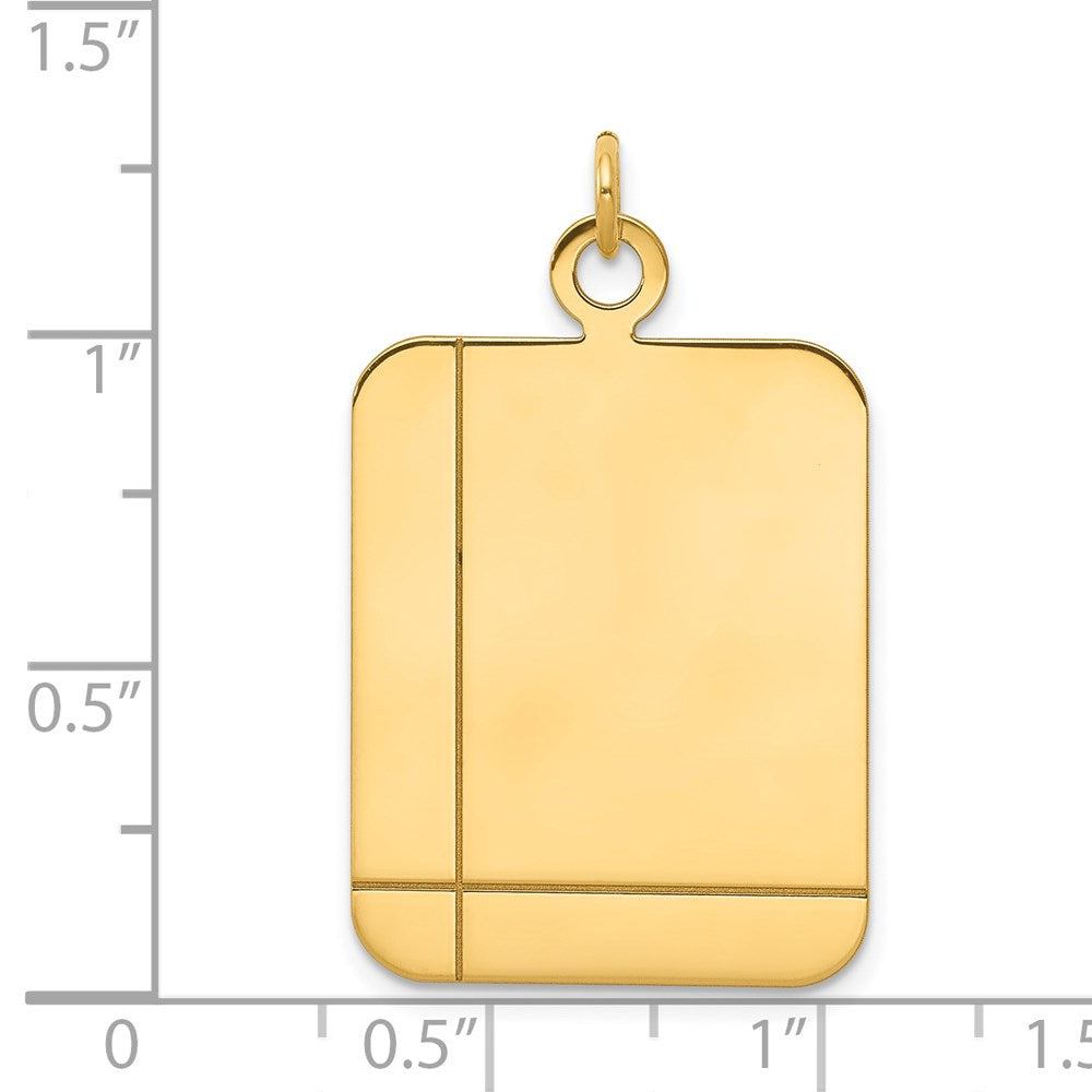 14k Plain with Etched Lines Rectangular .018 Gauge Engravable 30x Disc Charm