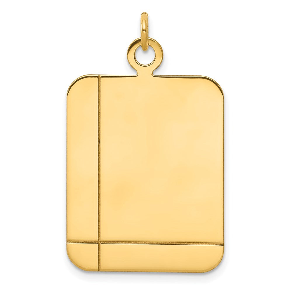 14k Plain with Etched Lines Rectangular .018 Gauge Engravable 30x Disc Charm