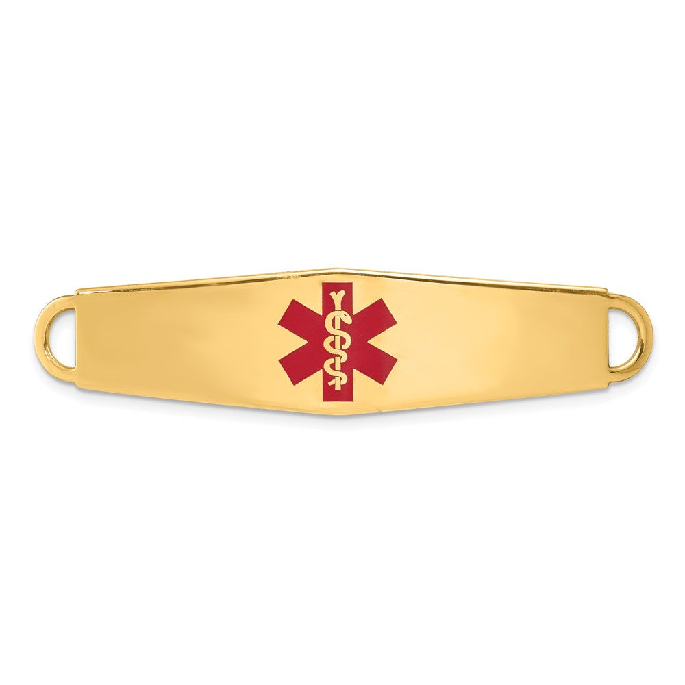 14k 60x Red Enameled Oval Shape Medical ID Plate