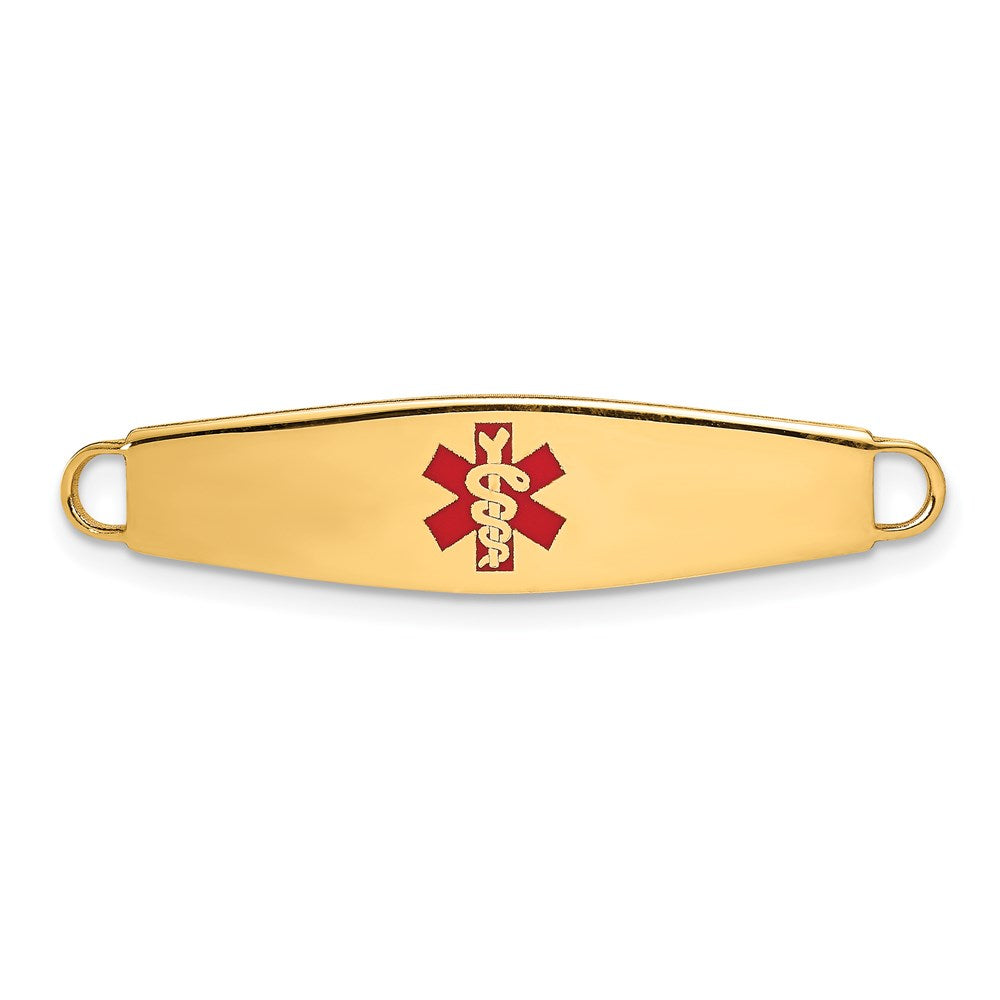 14k 34x Red Enameled Oval Shape Medical ID Plate