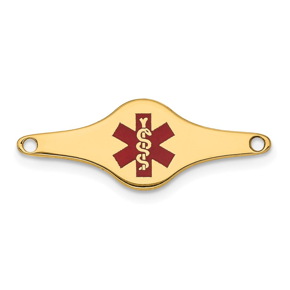 14k 25x Red Enameled Shaped Medical ID Plate