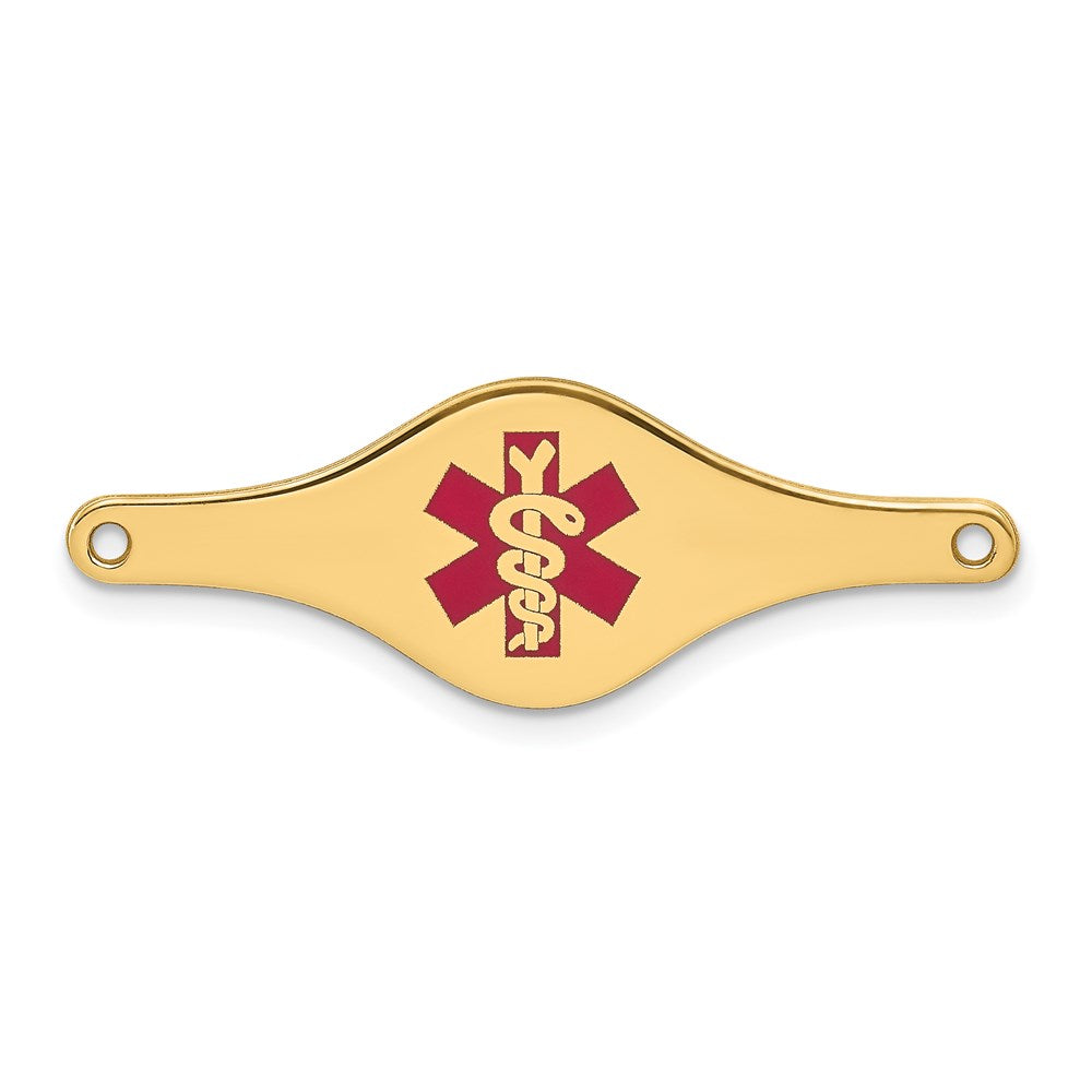 14k 34x Red Enameled Shaped Medical ID Plate