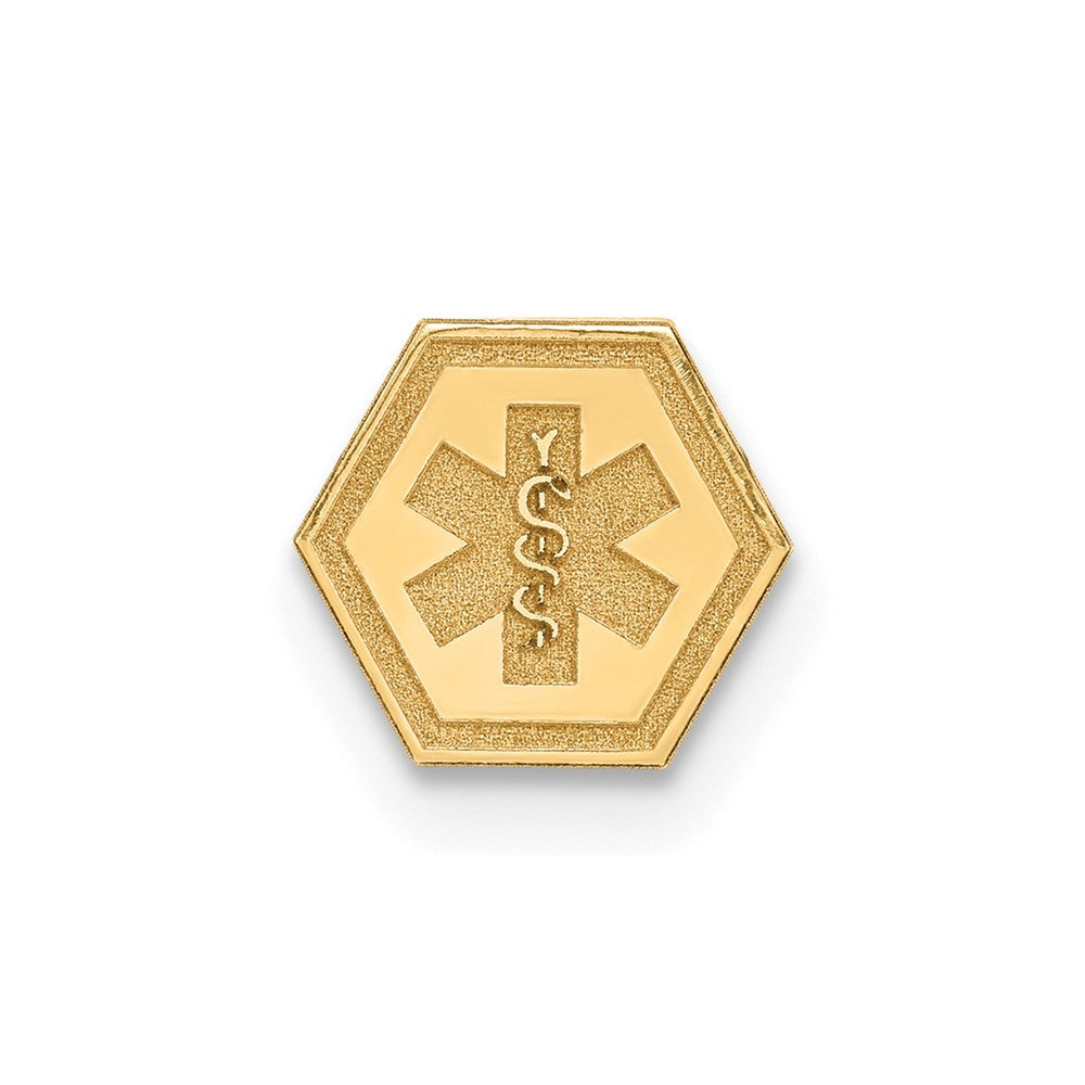14k Hexagon Non-enameled Attachable Medical Jewelry Emblem