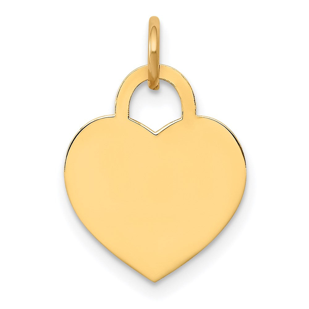 14k Plain .018 Gauge Engravable Heart 15x Disc Charm