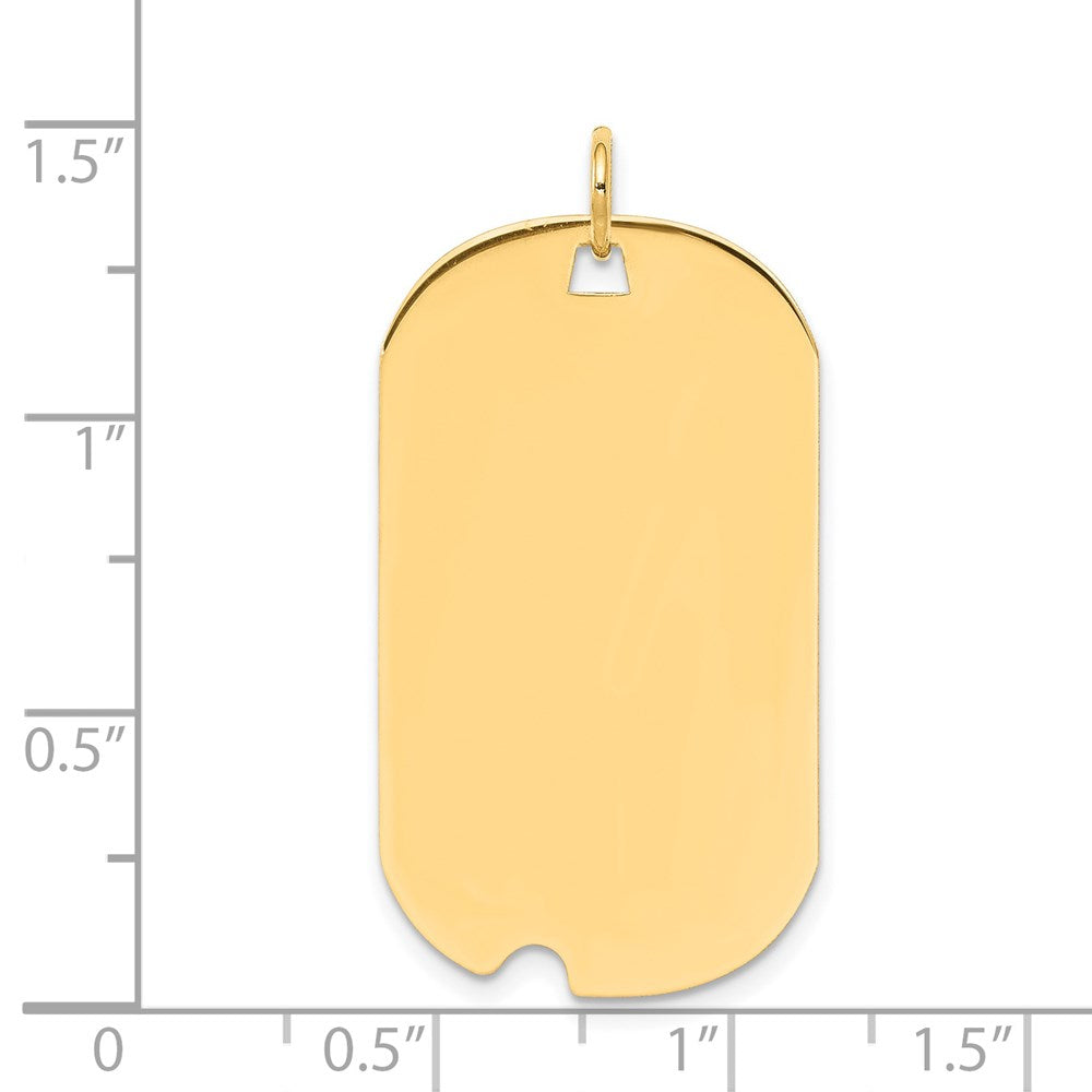 14k Plain .035 Gauge Engravable 34x Dog Tag with Notch Disc Charm
