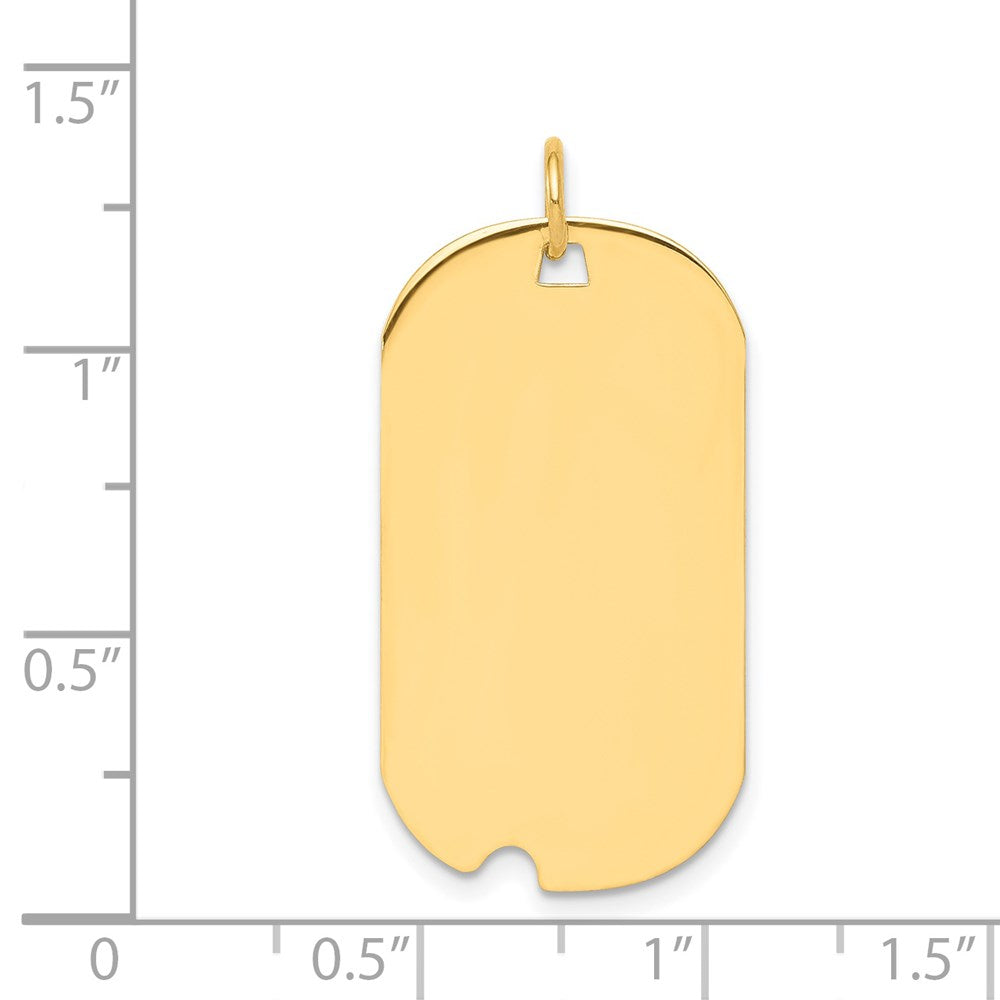 14k Plain .011 Gauge Engravable 30x Dog Tag with Notch Disc Charm