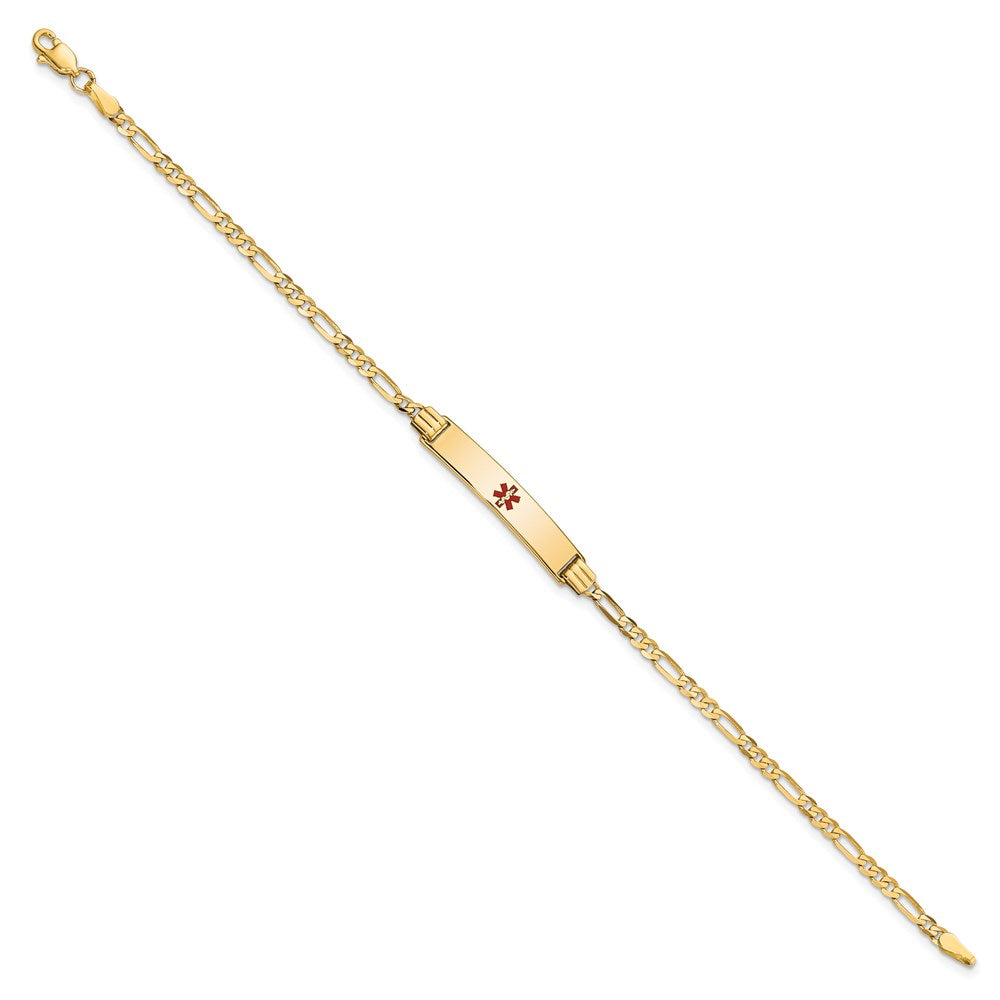 14K Medical Red Enamel Figaro ID Bracelet