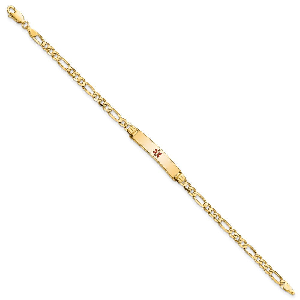 14K Medical Red Enamel Figaro ID Bracelet