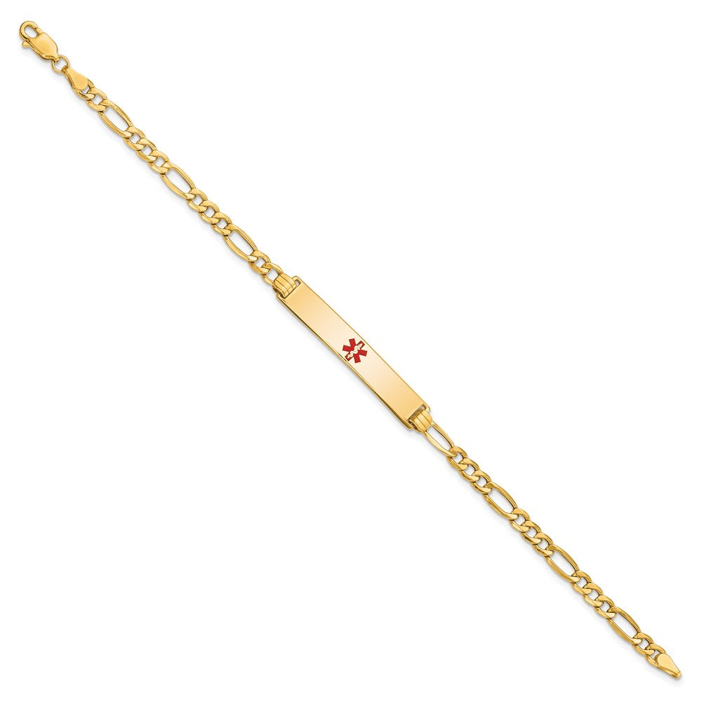 14K Semi-solid Medical Red Enamel ID Bracelet