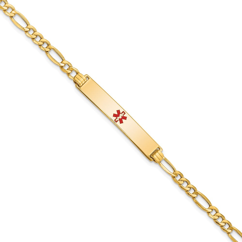 14K Semi-solid Medical Red Enamel ID Bracelet