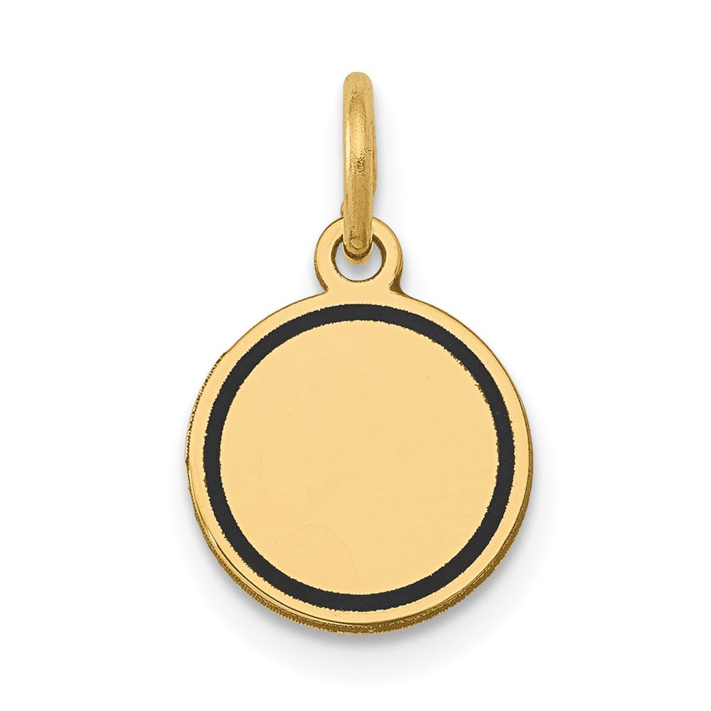 14k with Black Enamel Edge .027 Gauge Round Engravable Disc Charm