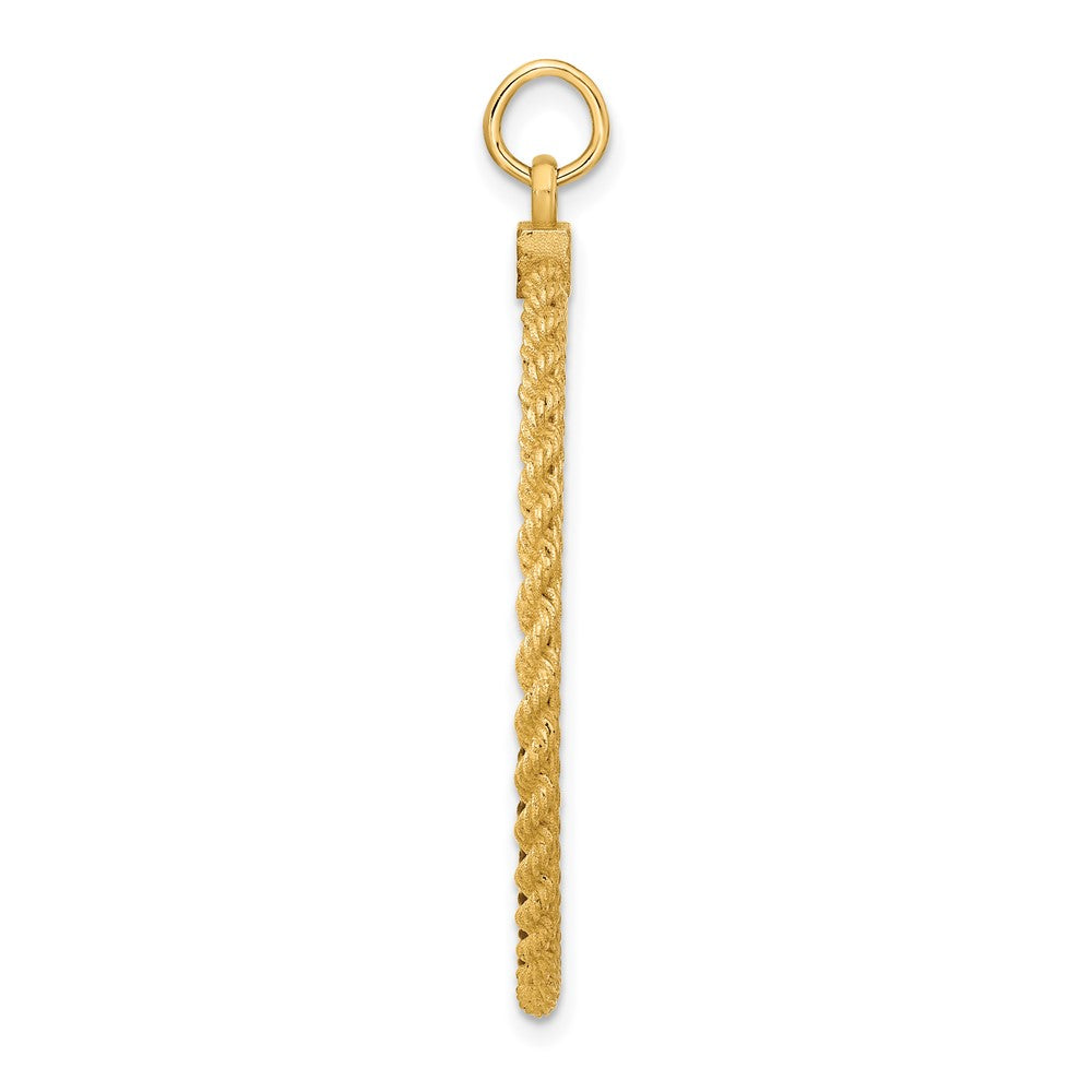 14k Plain .013 Gauge Round Engravable 36.6x Disc with Rope Edge Charm