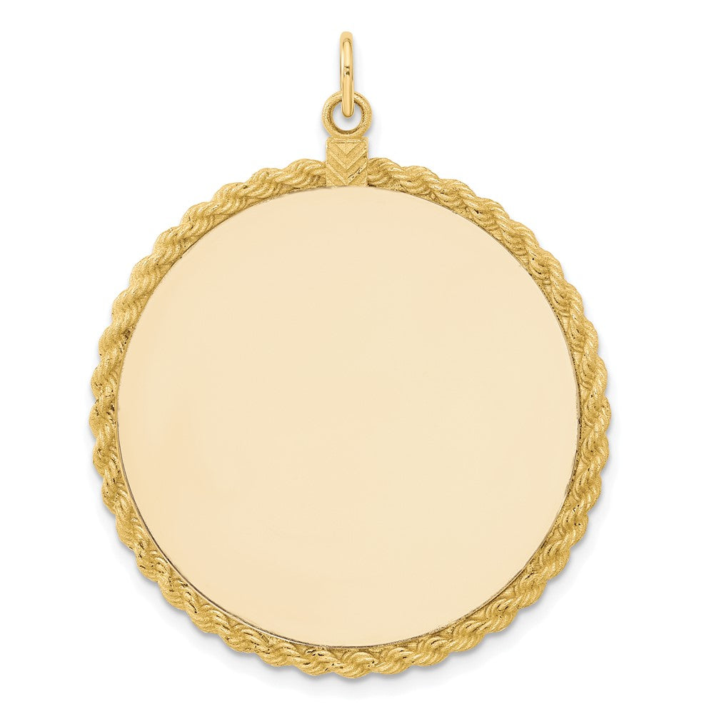 14k Plain .013 Gauge Round Engravable 36.6x Disc with Rope Edge Charm