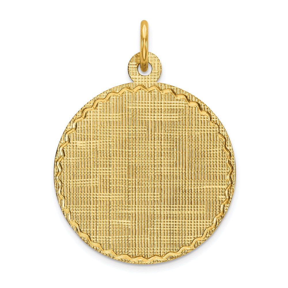 14k Patterned with Zig-Zag Edge .013 Gauge Round Engravable 19x Disc Charm