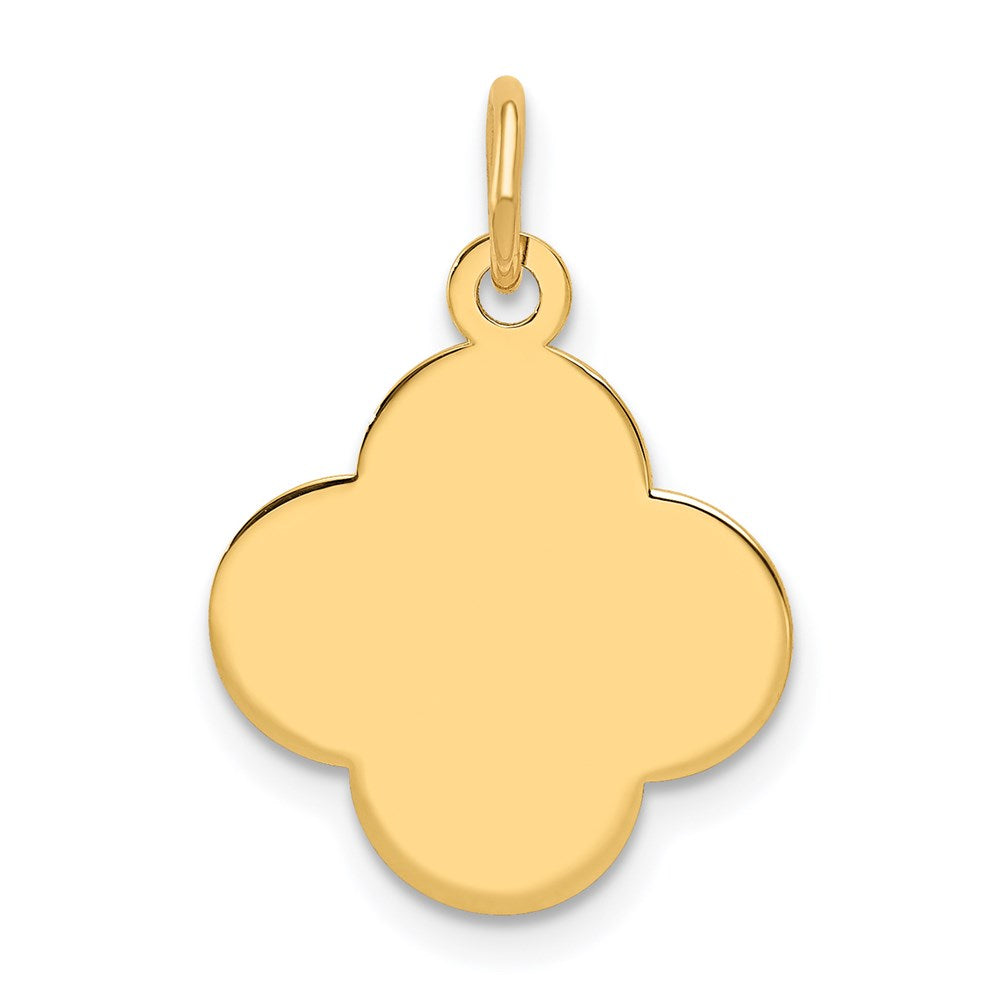 14k Plain .027 Gauge Engravable Quatrefoil 17x Disc Charm