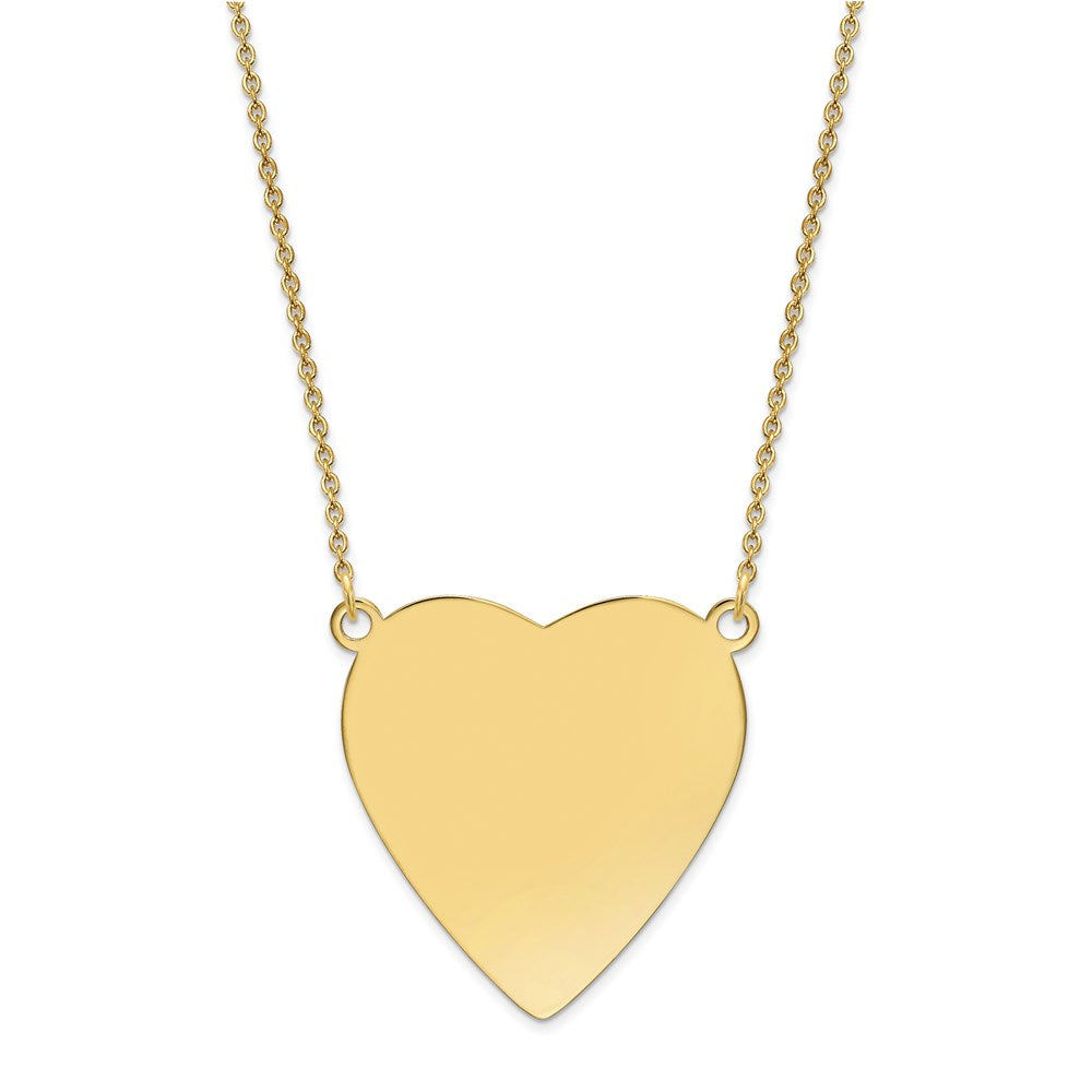 14k Plain .018 Gauge Heart Engravable 27x Disc Necklace