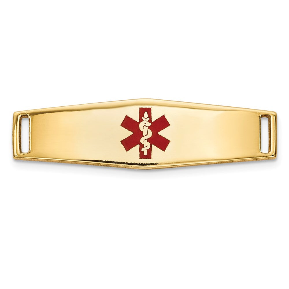 14k Polished 24x Centered Red Epoxy Enameled Medical ID Soft Diamond Shape Plate # 816