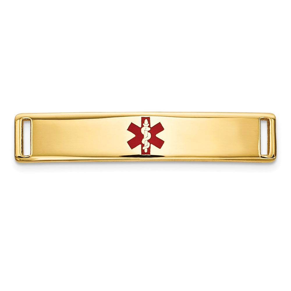14k Polished 24x Centered Red Epoxy Enameled Medical ID Plate # 816